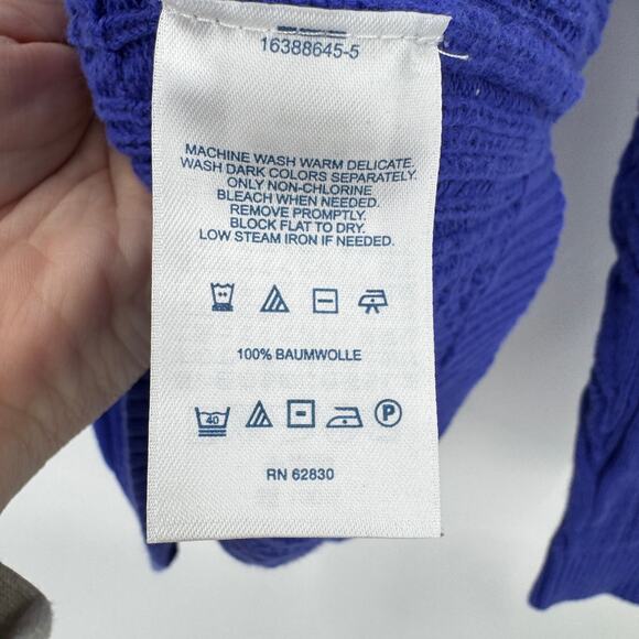 Lands End Sweater Womens XLp Petite XL Royal Blue Cable Knit Pullover Coastal - Picture 5 of 7